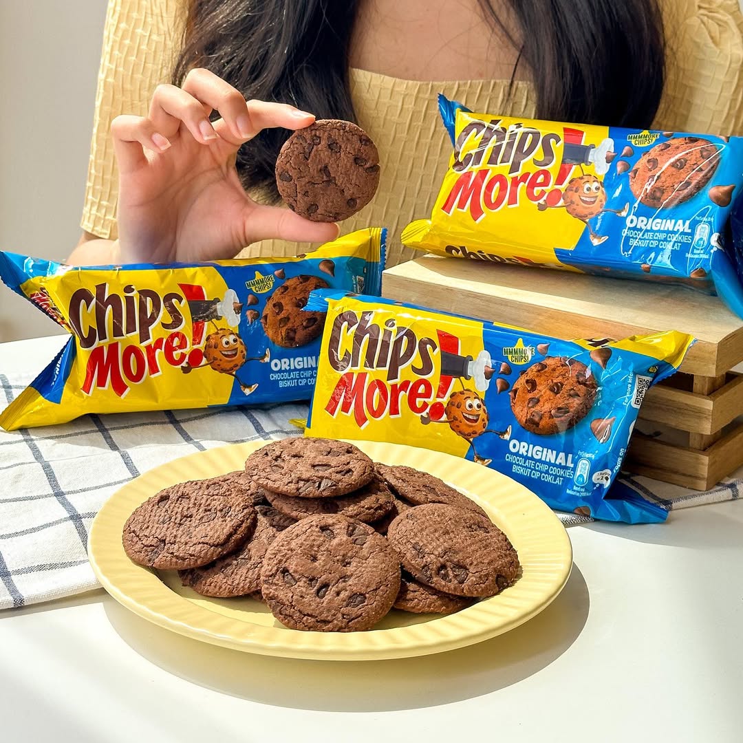 Malaysian chocolate chip cookies and snacks display