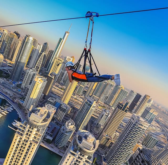 Ziplining at XLine Dubai Marina